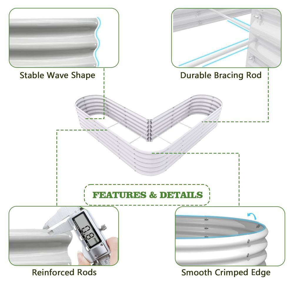 81 In. Heart-Shaped White Metal Planter Box Raised Garden Bed for Planting Vegetables Flowers
