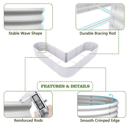 81 In. Heart-Shaped White Metal Planter Box Raised Garden Bed for Planting Vegetables Flowers