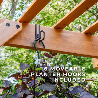 Bellerose 7.3 Ft. W X 14.75 Ft. L X 9.75 Ft. H All Cedar Greenhouse W/ Pergola and Temperature Activated Ventilation Fan