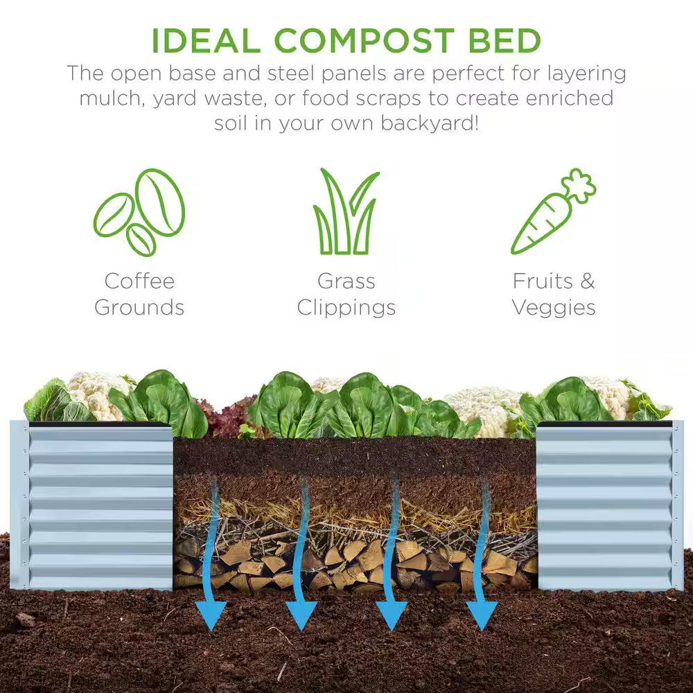 8 Ft. X 4 Ft. X 2 Ft. Mist Blue Outdoor Steel Raised Garden Bed, Planter Box for Vegetables, Flowers, Herbs