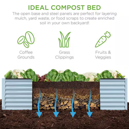 8 Ft. X 4 Ft. X 2 Ft. Mist Blue Outdoor Steel Raised Garden Bed, Planter Box for Vegetables, Flowers, Herbs