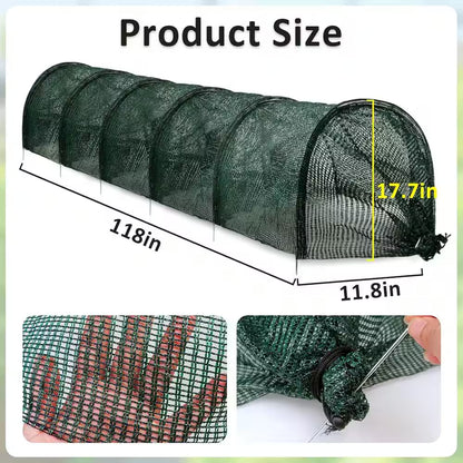 11.8 In. W X 118 In. D X 17.7 In. H Garden Tunnel Shade Net Cover Portable Greenhouse with Quick-Release, Green (2-Pack)