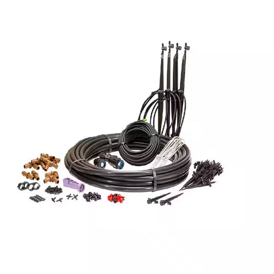 Black Drip Irrigation Landscape/Garden Watering Kit with Drippers, Micro-Bubblers and Micro-Sprays