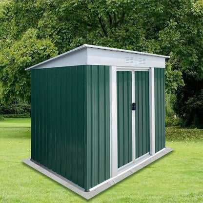4 Ft. W X 6 Ft. D Metal Outdoor Storage Shed with Sliding Doors, Tools Storage Shed, Green (24 Sq. Ft.)