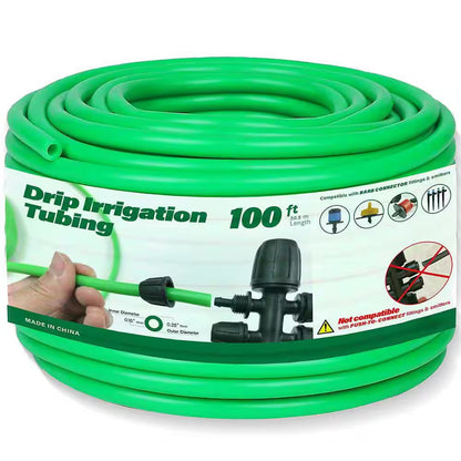 1/4In Drip Irrigation Tubing, 100Ft Flexible Garden Hose for DIY Irrigation Systems, Hydroponics, Greenhouse & Watering
