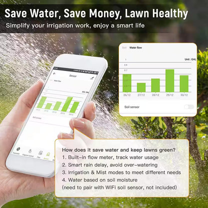 Smart Wi-Fi Water Timer for Garden Hose Faucet Sprinkler (Hub Included), Automatic Irrigation System