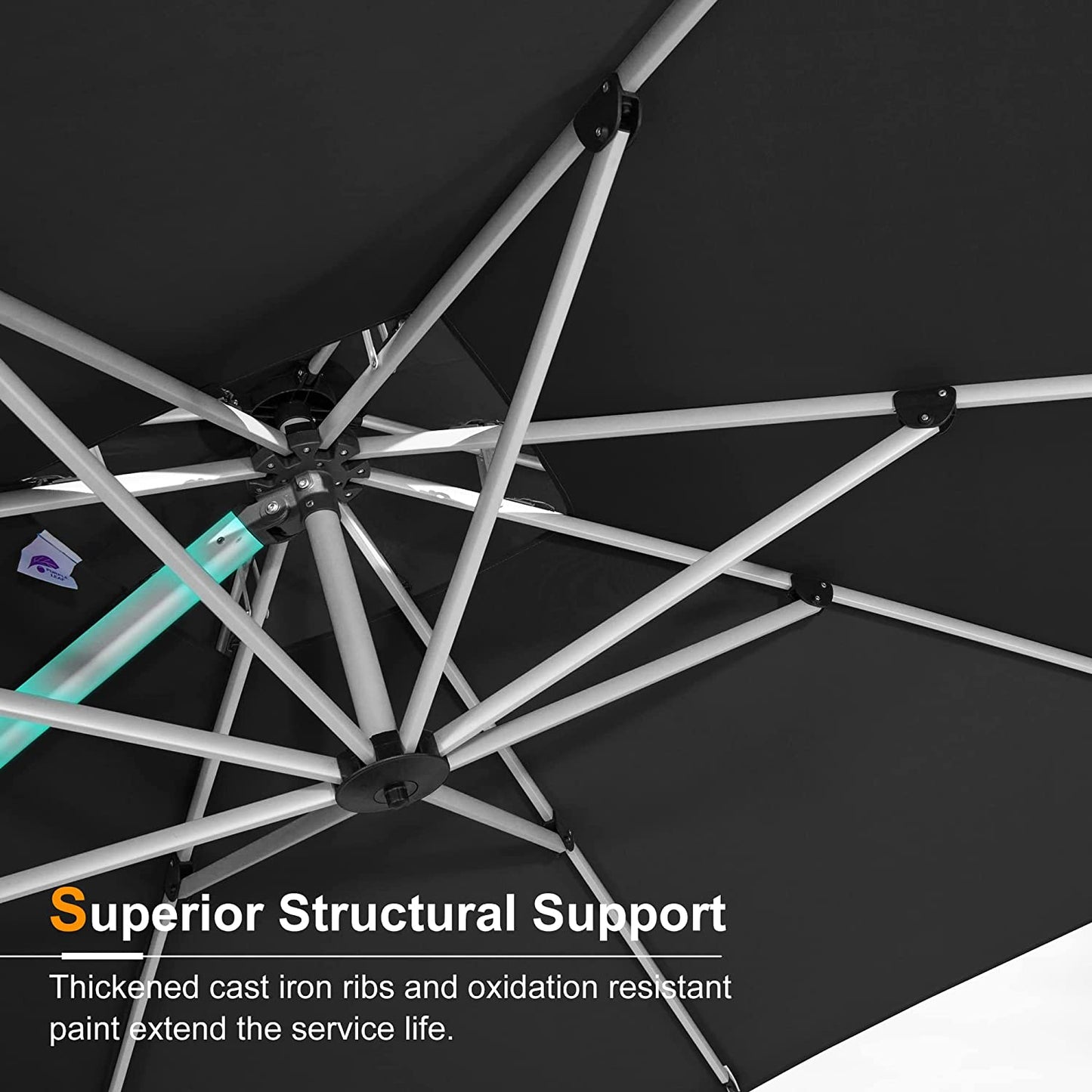 13 Feet Double Top round Deluxe Patio Umbrella Offset Hanging Umbrella Outdoor Market Umbrella Garden Umbrella, Black