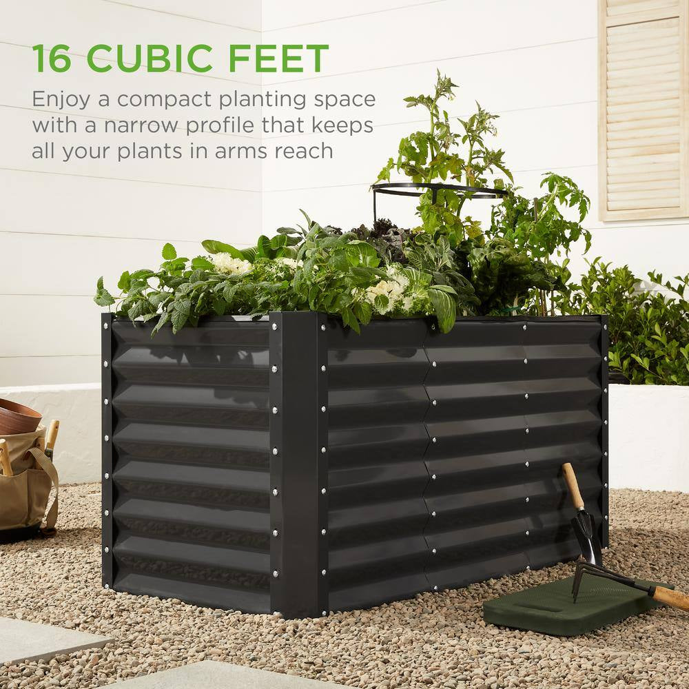4 Ft. X 2 Ft. X 2 Ft. Charcoal Outdoor Steel Raised Garden Bed, Planter Box for Vegetables, Flowers, Herbs