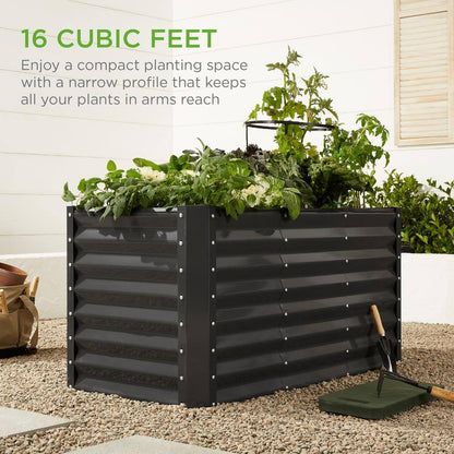 4 Ft. X 2 Ft. X 2 Ft. Charcoal Outdoor Steel Raised Garden Bed, Planter Box for Vegetables, Flowers, Herbs