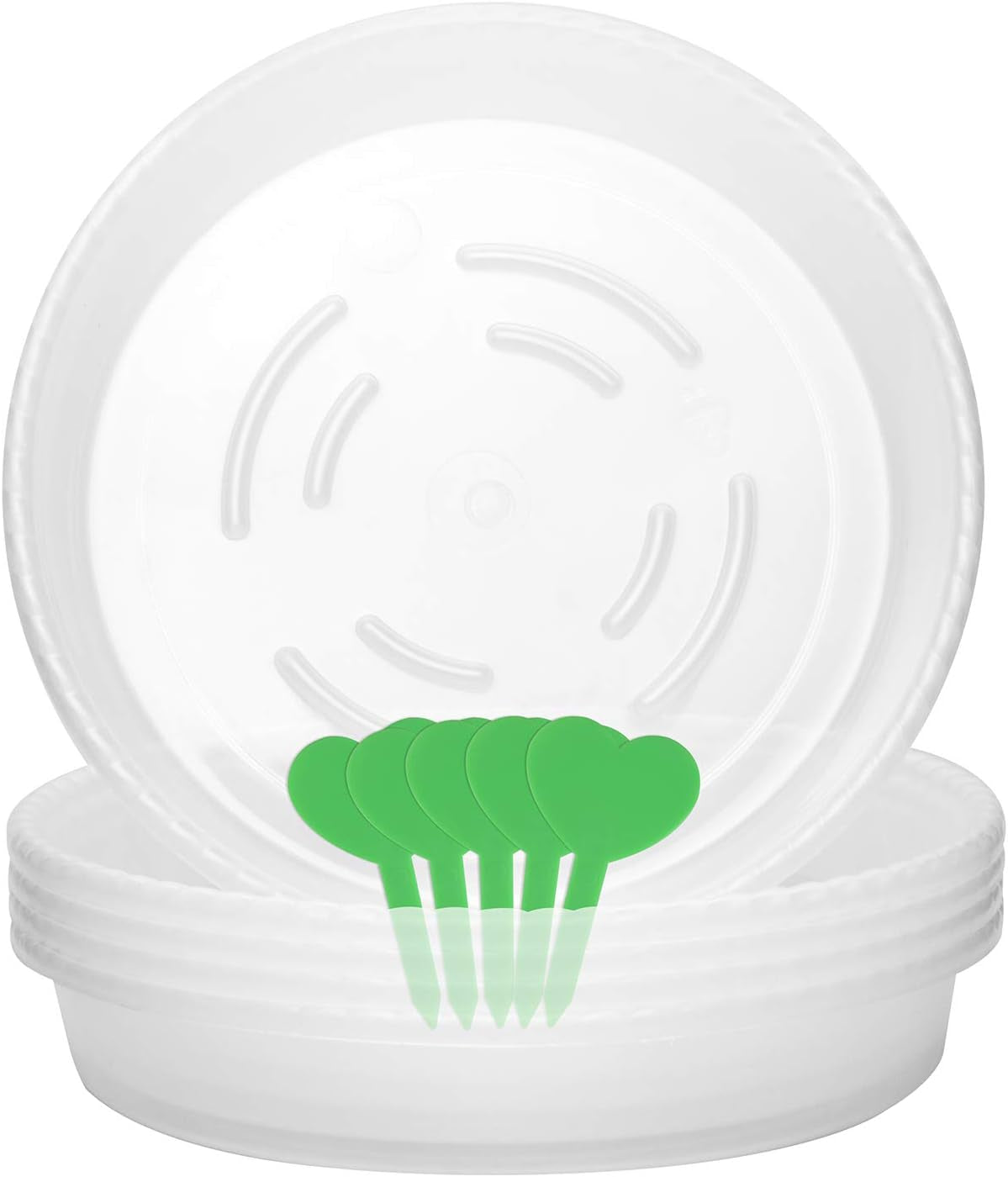 5 Pack of 14 Inch Plant Saucer Clear Durable Sturdy Drip Trays for Indoor and Outdoor Flower Plant Container Saucers