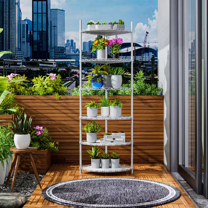 6-Tier Outdoor Garden Garage White Iron Storage Shelf Shelves Organizer Wire Shelving Unit Plant Stand