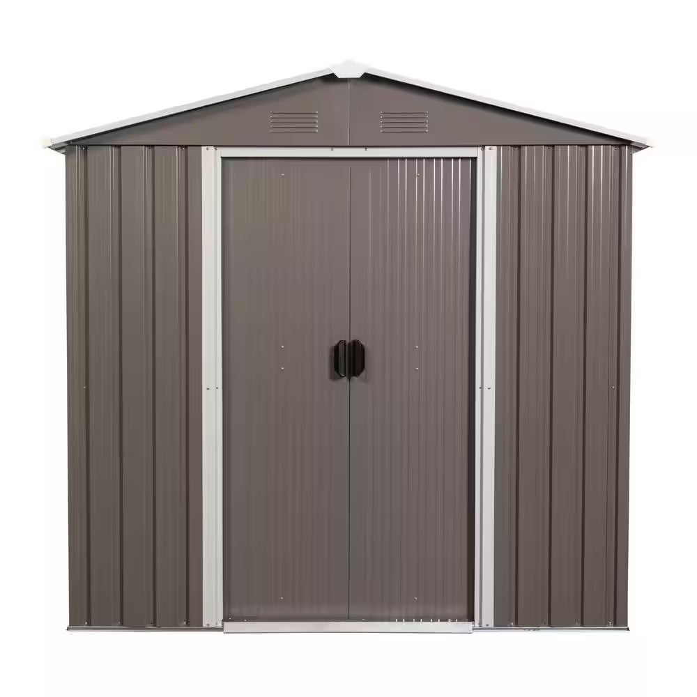 6 Ft. X 5 Ft. Gray Outdoor Metal Garden Storage Shed with Window for Garden, Lawn (30 Sq. Ft.)