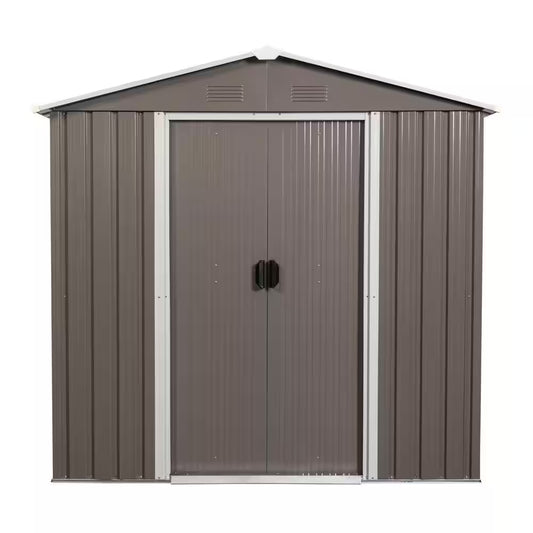 6 Ft. X 5 Ft. Gray Outdoor Metal Garden Storage Shed with Window for Garden, Lawn (30 Sq. Ft.)