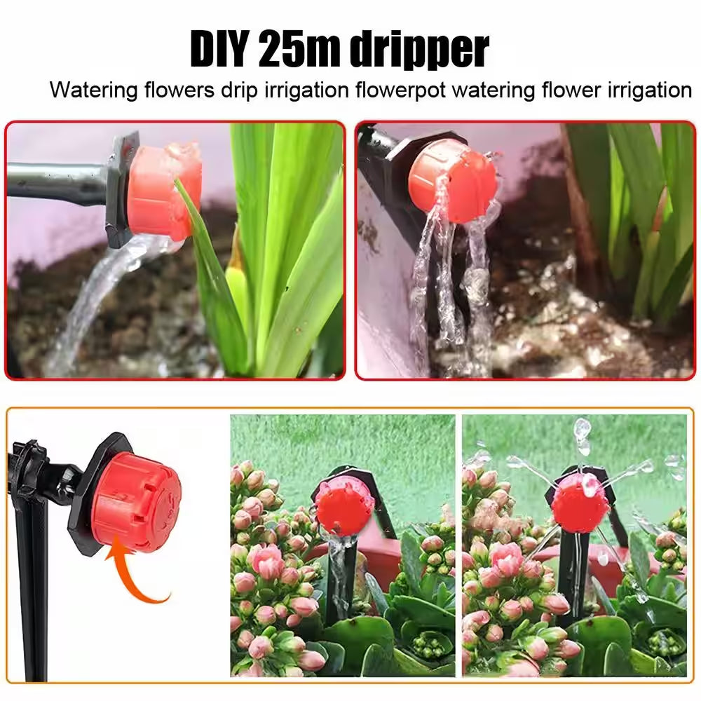 201-Piece 1/4 In. 1/2 In. Garden Drip Irrigation Kit Adjustable Patio Misting Nozzle Emitters Sprinkler