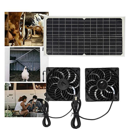 12V Solar Fan Durable Exhaust Kit with Photovoltaic Panel, No Wiring Required for Chicken Coop/Greenhouse/Pet Greenhouse