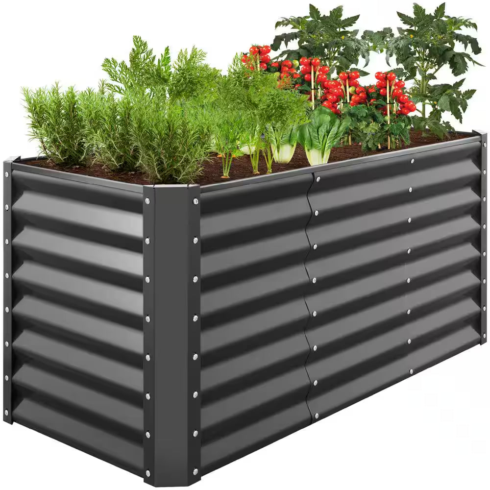 4 Ft. X 2 Ft. X 2 Ft. Charcoal Outdoor Steel Raised Garden Bed, Planter Box for Vegetables, Flowers, Herbs