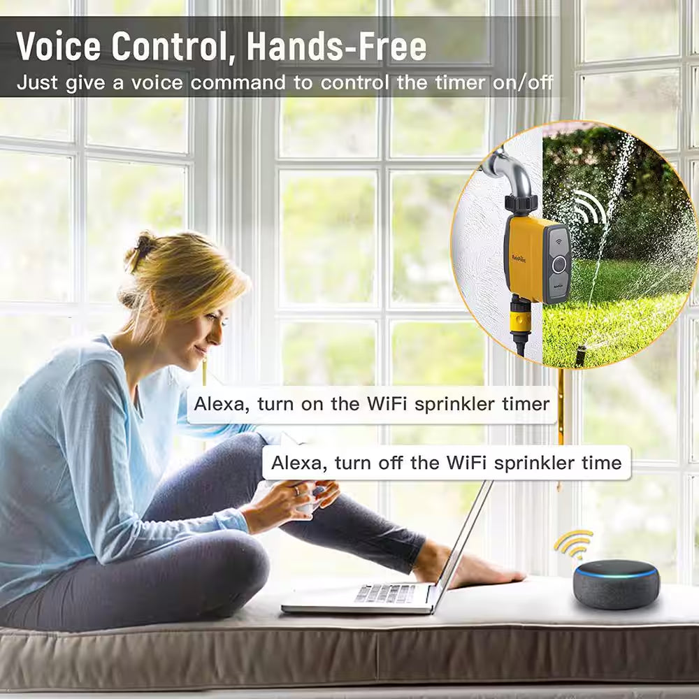 Smart Wi-Fi Water Timer for Garden Hose Faucet Sprinkler (Hub Included), Automatic Irrigation System