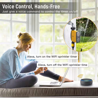 Smart Wi-Fi Water Timer for Garden Hose Faucet Sprinkler (Hub Included), Automatic Irrigation System
