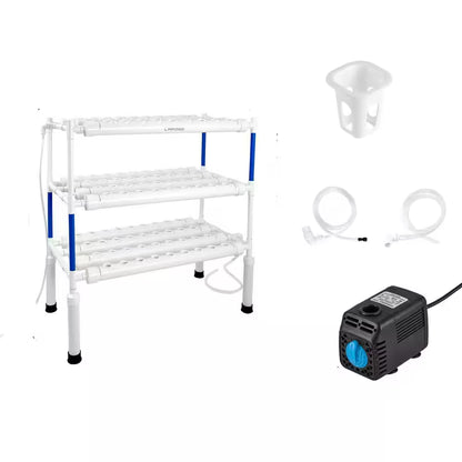 3-Layer Hydroponic Growing System Kit W/ 108 Plant Sites, Food-Grade PVC-U Pipes for Vegetables, Flowers, Fruits, Herbs