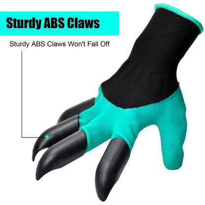 10 In. Waterproof Garden Gloves with Claws for Digging Planting and Yard Work 1-Pair