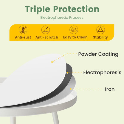 Outdoor Side Tables, Weather Resistant Steel Patio Side Table, Small round Outdoor End Table Metal Side Table for Patio Yard Balcony Garden Bedside White