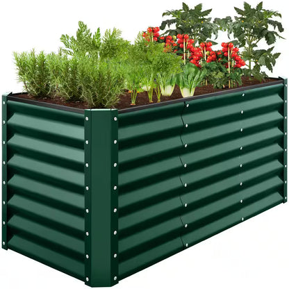 4 Ft. X 2 Ft. X 2 Ft. Dark Green Rectangular Steel Raised Garden Bed Planter Box for Vegetables, Flowers, Herbs