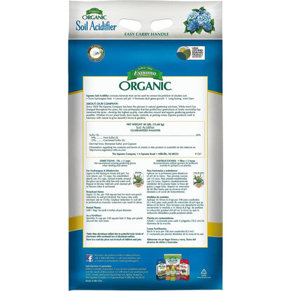 Espoma Organic Soil Acidifier – Lowers Soil Ph and Turns Hydrangeas Blue, 30Lbs