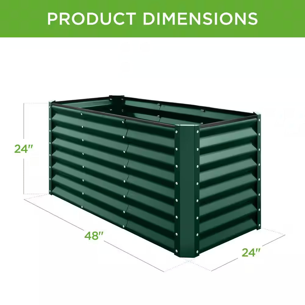 4 Ft. X 2 Ft. X 2 Ft. Dark Green Rectangular Steel Raised Garden Bed Planter Box for Vegetables, Flowers, Herbs