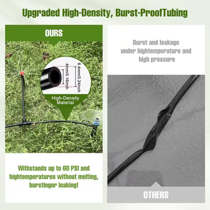 100 Ft. 1/4 In. Drip Irrigation Tubing with 10 Pack Push-To-Connect Tee Fittings for Garden Watering System