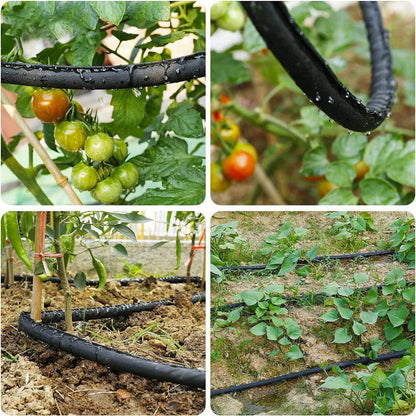 100 Ft. Flat Soaker Hose W/ Stakes for Garden, Linkable Drip Hose for DIY Irrigation System, Dual-Layer Leak-Free Design
