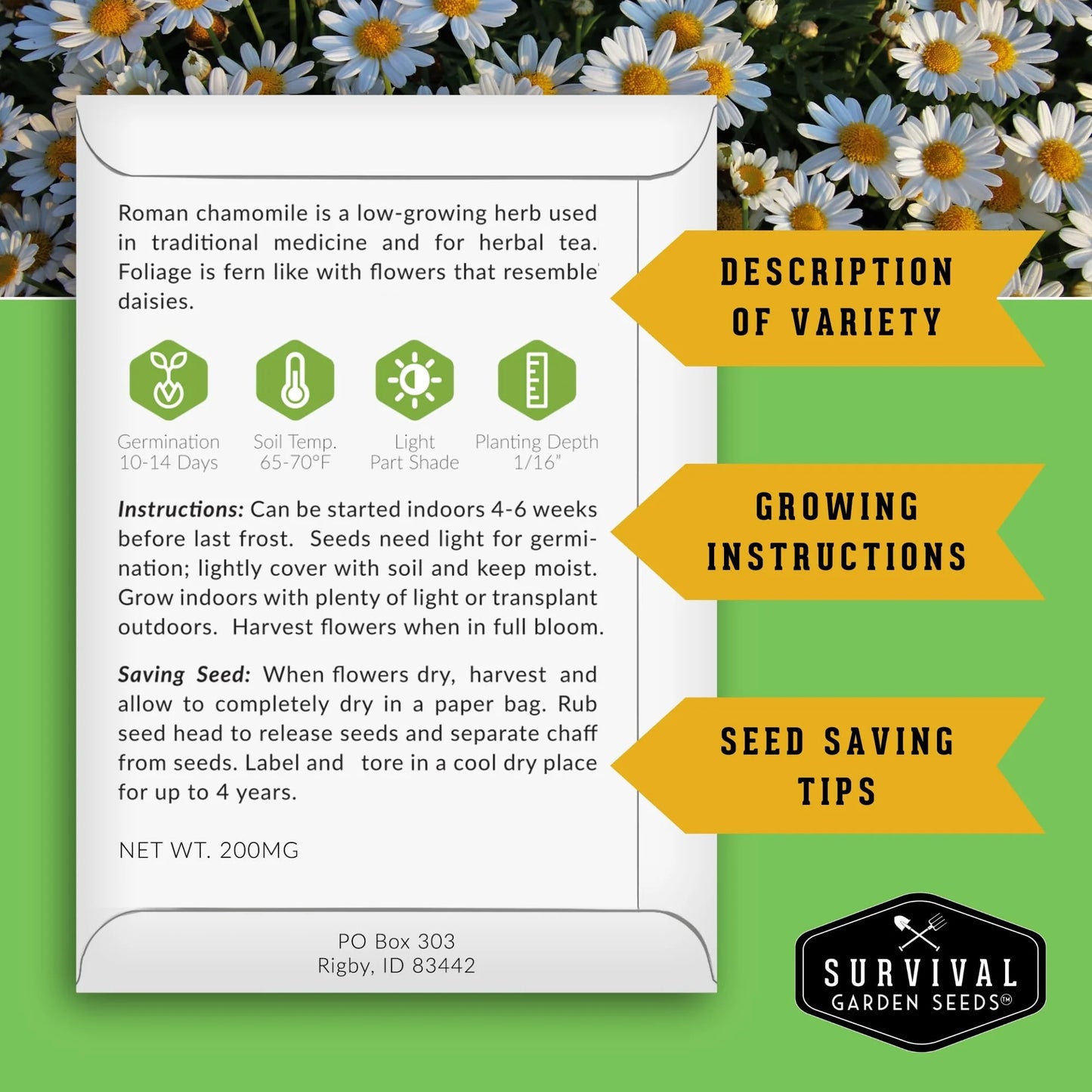 18 Pack Medicinal Herb Seed Collection - Non-Gmo Heirloom Full Sun Perennial & Annual