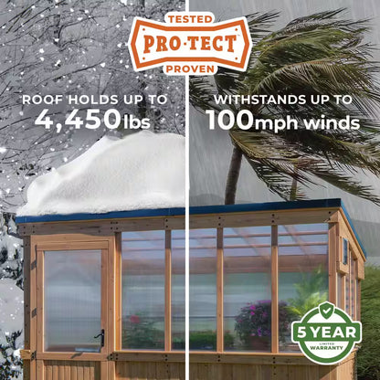 Zalie 12 Ft. X 7 Ft. X 7 Ft. 2 In. All Cedar Natural Wood Modern Greenhouse with Temperature Activated Exhaust Fan
