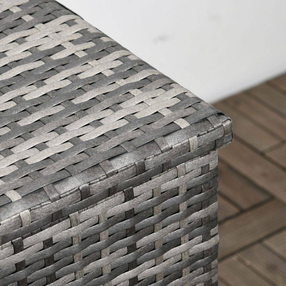 Dark Gray 113 Gal. All-Weather Wicker Deck Box, Outdoor Storage Box for Patio Cushions, Pool Supplies, Garden Tools