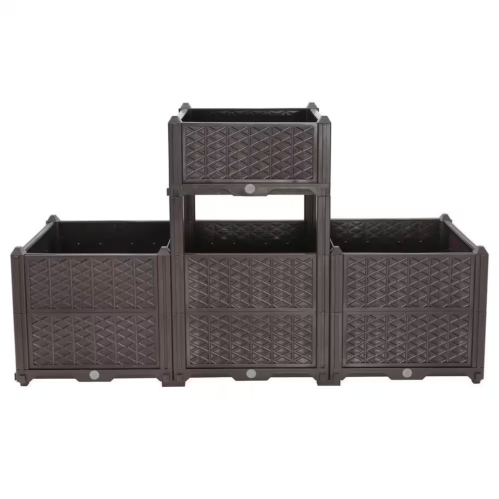 62.8 In. L Coffee Plastic Material Rectangle Indoor/Outdoor Planting Box with Planting Kit (1-Pack)