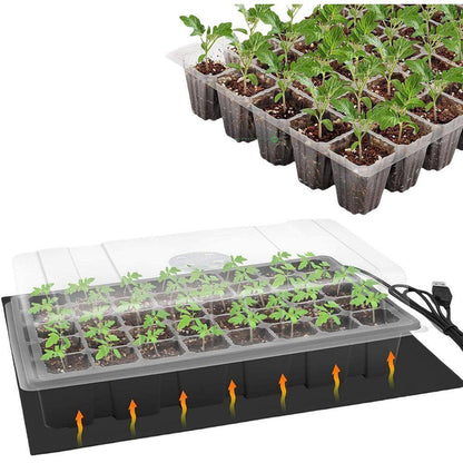 5-Pack 14 In. X 9.84 In. X 5.11 In. Outdoor Black Plastic Seed Starter Tray Kit with Humidity Vented Domes and Base