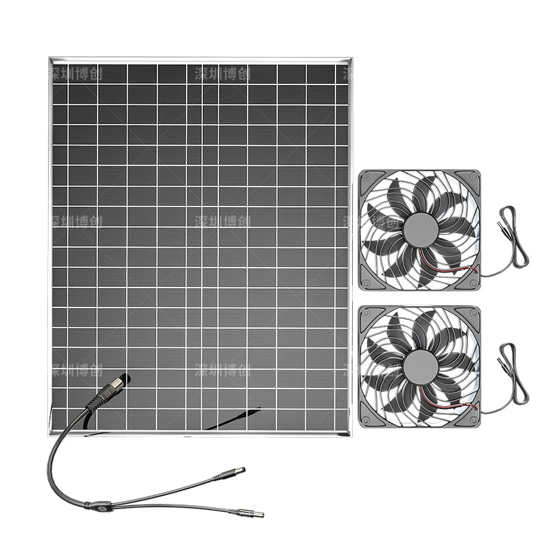 12V Solar Fan Durable Exhaust Kit with Photovoltaic Panel, No Wiring Required for Chicken Coop/Greenhouse/Pet Greenhouse
