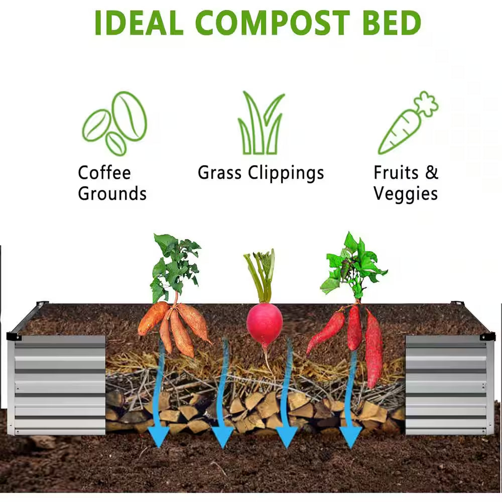 48 Cu. Ft. Soil Galvanized Raised Garden Bed Outdoor Garden for Planting, Fruit, Herb (1-Pack)
