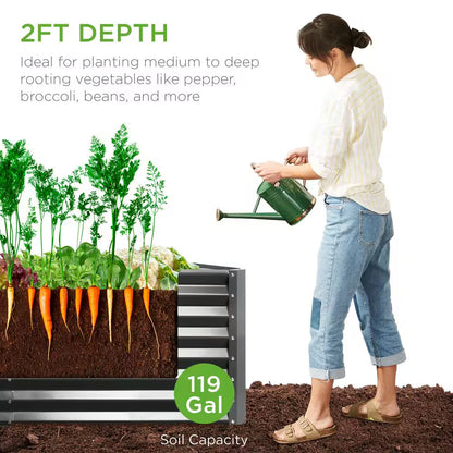 4 Ft. X 2 Ft. X 2 Ft. Charcoal Outdoor Steel Raised Garden Bed, Planter Box for Vegetables, Flowers, Herbs