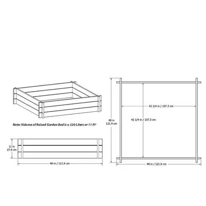 Classic 48"L X 48"W X 11"H Vinyl Hudson Raised Garden Bed, White, VA68237