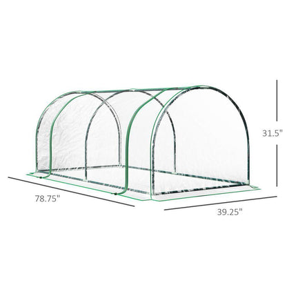39 In. W X 79 In. D X 32 In. H Portable Mini Greenhouse with PVC Cover, Cloche Cold Frame and 4 Zippered Doors, Green
