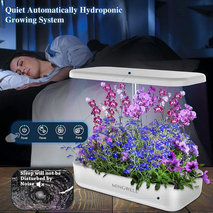 Hydroponics Growing System,  12 Pods Herb Growing Kit with LED Lights up to 19.4" Adjustable Height Automatic Timer Indoor Gardening Herb Faster Growing Planting Kit for Home Kitchen (White)