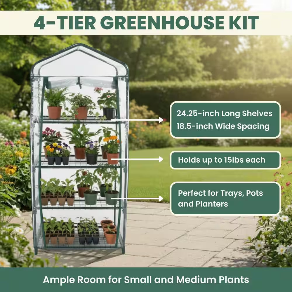 27.5 In. X 19 In. X 63 In. 4 Tier Greenhouse