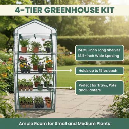 27.5 In. X 19 In. X 63 In. 4 Tier Greenhouse