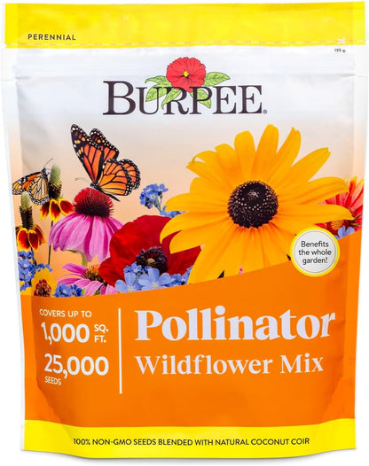Wildflower 25,000 Bulk, 1 Bag, 18 Varieties of Non-Gmo Flower Seeds Pollinator G