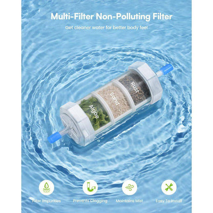 75FT Outdoor Misting System Kit with Water Filter Ultra-Fine Mist 22 Nozzles for Patio Garden Greenhouse