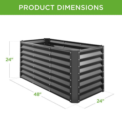 4 Ft. X 2 Ft. X 2 Ft. Charcoal Outdoor Steel Raised Garden Bed, Planter Box for Vegetables, Flowers, Herbs