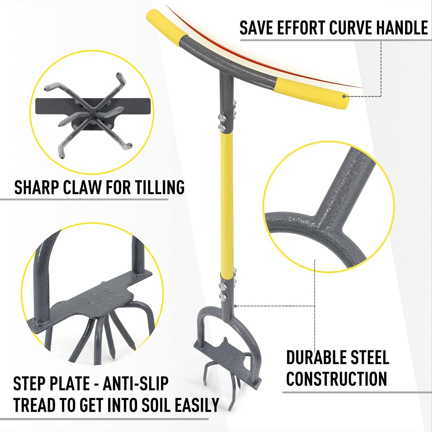 Hand Tiller Garden Claw Garden Twist Tiller Heavy Duty Manual Soil Tiller for Fl