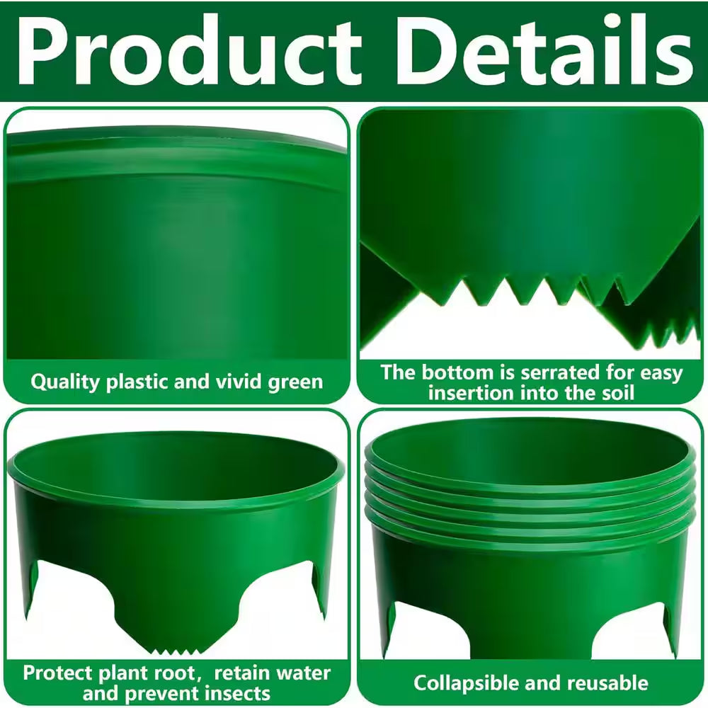 6-Piece 10 In. Planting Grow Rings for Garden Protection and Watering