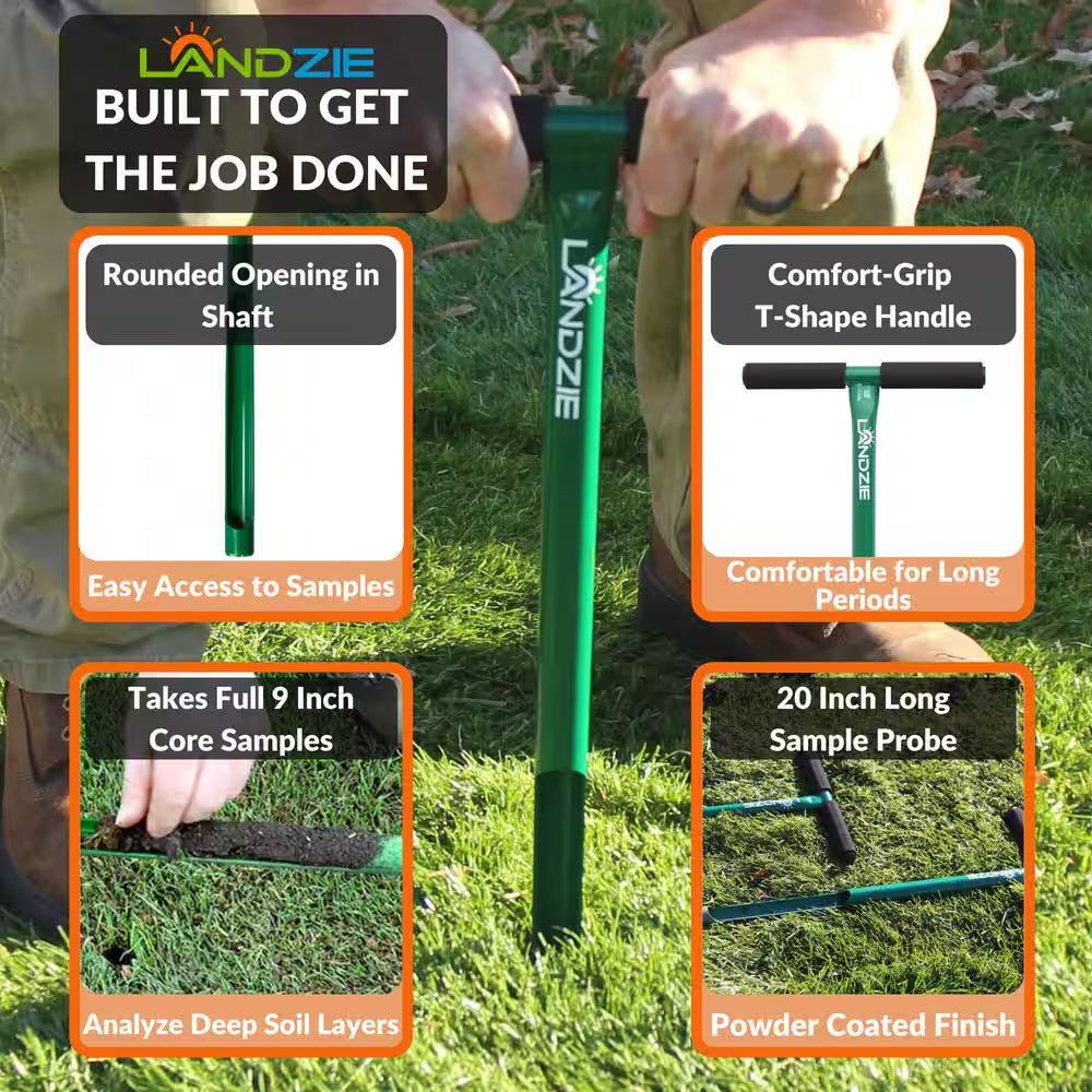 Soil Sample Probe with T-Handle-Soil Test Kits-Soil Sampler Aerator, Steel Frame-20 In. Sample Depth