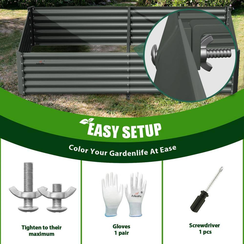 8 X 4 X 1. 5 Ft. Metal Rectangular Outdoor Raised Garden Bed for Planting Vegetables Flowers Herb, Gray